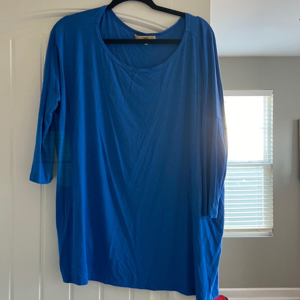 Blue Piko Top Flowy